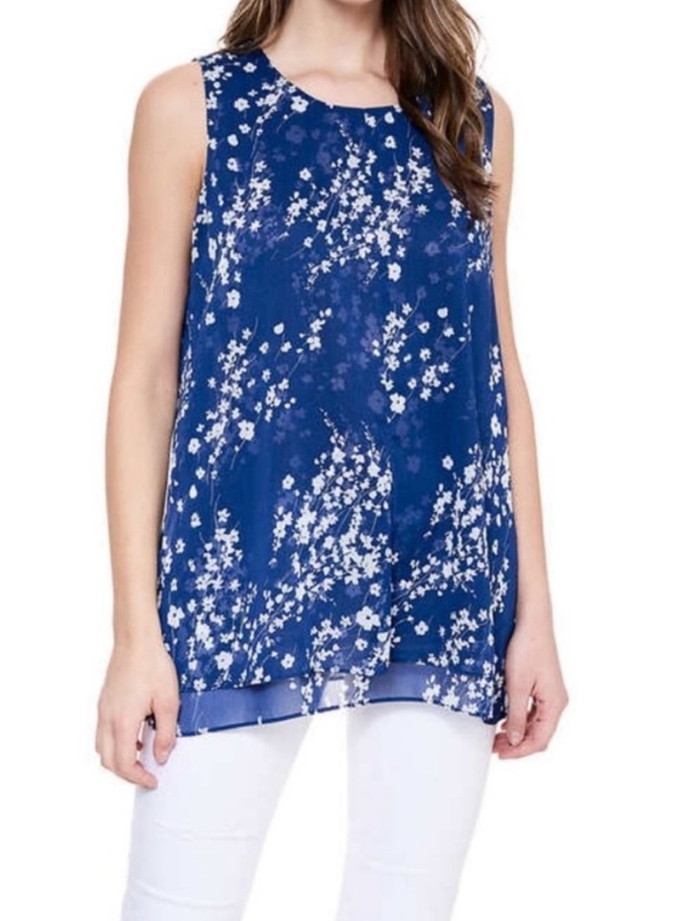 🌸2/$12🌸 Cristina B Sleeveless Tunic Top Sleeveless Floral Size Small